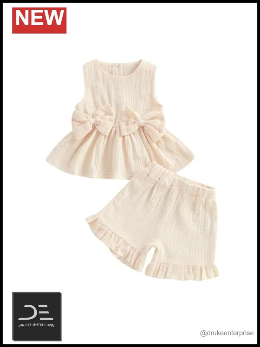 Girls Summer Ruffle Short Set, Cotton Gauze Cami Top & Shorts Outfit
